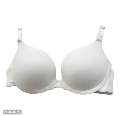 Stylish White Polyester Spandex Solid Bra For Women-thumb0