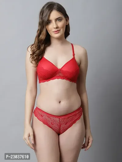 Buy PrettyCat Lightly Padded Lace Tshirt bra panty set Online In India At  Discounted Prices