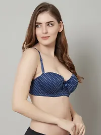 Stylish Blue Polyester Spandex Polka Dots Bras For Women-thumb2