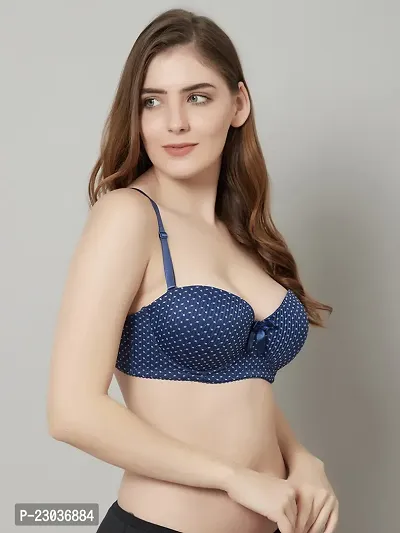 Stylish Blue Polyester Spandex Polka Dots Bras For Women-thumb3