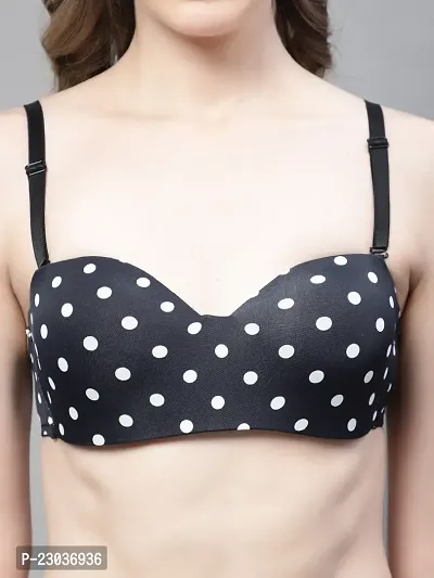 Stylish Black Polyester Spandex Polka Dots Bras For Women-thumb5