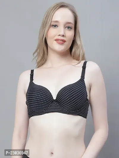 Stylish Black Polyester Spandex Polka Dots Bras For Women-thumb0