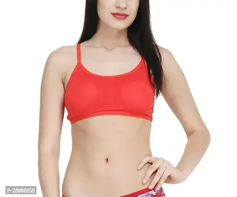 Stylish Red Cotton Blend Solid Bra For Women-thumb0