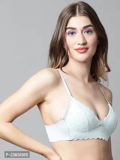 Stylish Green Polyester Spandex Solid Bras For Women-thumb3