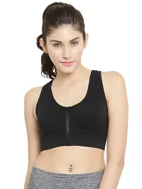 Stylish Black Cotton Blend Solid Bra For Women-thumb1