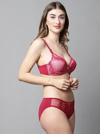 PrettyCat Lightly Padded UnderWired Full Cup Floral Lace Multiway Bra With Matching Panty Set-thumb2