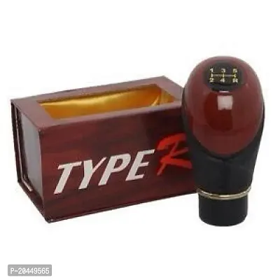 Type R Leather Plastic Shift Lever Gear Knob Black for Car