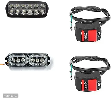 Combo Fog light 12 led 1pc Bike Police Flasher Light 1 Pc With Wire Switch 2pc
