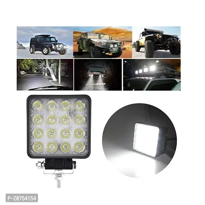 16 LED Fog Light Waterproof Square Led Flood Lamp Offroad Driving Work Light for Bikes Cars and Motorcycle (48W, White Light)Motorcycle Headlights-thumb3