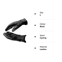 Men Black Solid Leather Warm Winter Riding Gloves, Protective Cycling Bike Motorcycle Gloves Black Large Pack of 1-thumb1