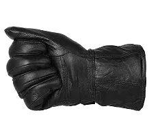 Men Black Solid Leather Warm Winter Riding Gloves, Protective Cycling Bike Motorcycle Gloves Black Large Pack of 1-thumb2