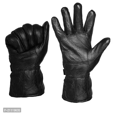 Men Black Solid Leather Warm Winter Riding Gloves, Protective Cycling Bike Motorcycle Gloves Black Large Pack of 1-thumb4