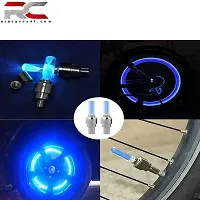 Car/Bike/Bicycle Tyre Led Light Rim Valve Cap Flashing With Motion Sensor Blue Color (Set Of 2 Pcs)-thumb1