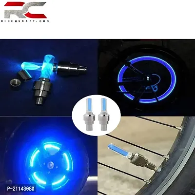 Car/Bike/Bicycle Tyre Led Light Rim Valve Cap Flashing With Motion Sensor Blue Color (Set Of 2 Pcs)-thumb2