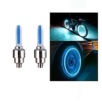 Car/Bike/Bicycle Tyre Led Light Rim Valve Cap Flashing With Motion Sensor Blue Color (Set Of 4 Pcs)-thumb1