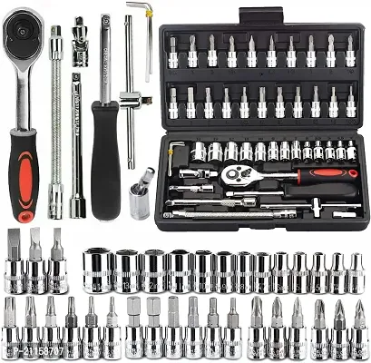 46 in 1 Pcs Tool Kit  Screwdriver and Socket Set Wrench Set Multi Purpose Combination Tool Case Precision Socket Set-thumb0
