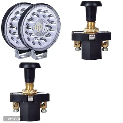 Combo of Fog Light 33 LED 2PC Car Bike Headlight Lamp With Push Pull Switch 2pc
