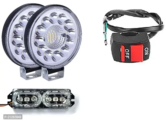 Combo of Fog Light 33 LED Police Light Red Blue Car Bike Headlight Lamp With Wire Switch 1pc
