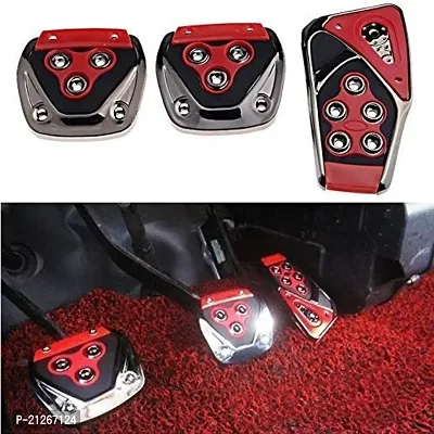 3 Pcs Non-Slip Manual Car Pedals Brake Clutch kit Pad Covers Set Compatible with All CAR (RED)