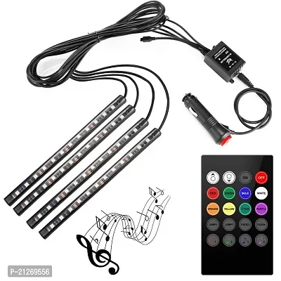 Bluetooth App Controlled 48 Atmosphere Light Multicolour Music Car Strip Lamp for Car Interior (12 LED)-thumb0