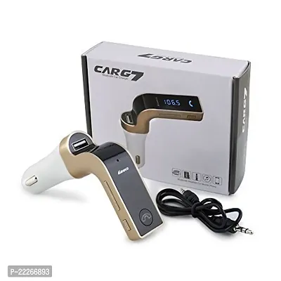 Car G7 LCD Bluetooth Car Charger Fm Kit Mp3 Transmitter USB and Tf Card Slot with in Built Mic Hands-Free Calling for All Android and iOS Devices-thumb0