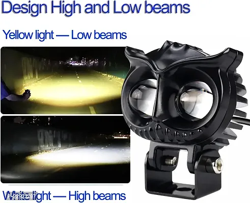 2 Led OWL Shape Fog Yellow-White light Low  High Beam for universal vehicles 9V-60V 40W 1 PC-thumb4