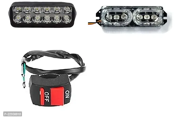 Combo Fog light 12 led 1pc Bike Police Flasher Light 1 Pc With Wire Switch 1pc-thumb0