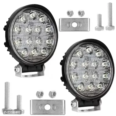 14 LED Round Fog Light 4 Inches Waterproof Off Road Driving Lamp for Car and Motorcycle (42W, White Light, 2 PCS)-thumb0