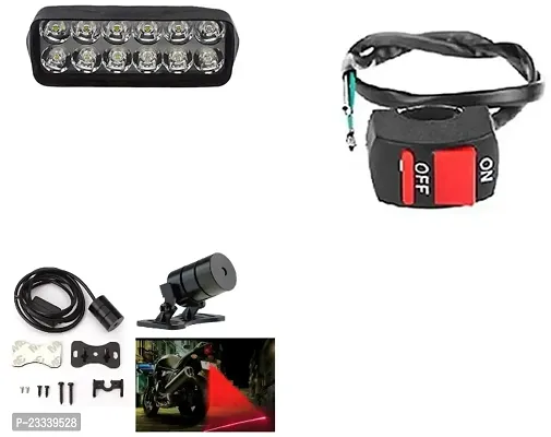 Combo Fog light 12 led 1pc Bike Red Lesser Light 1 Pc With Wire Switch 1pc