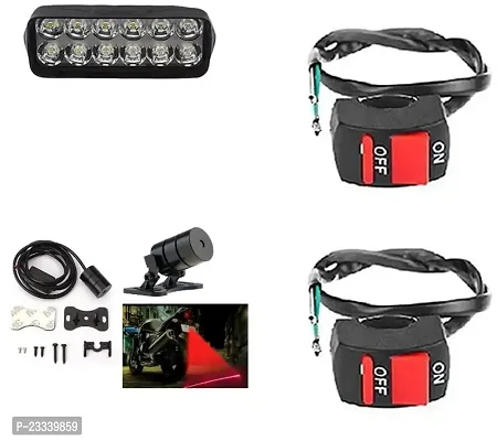 Combo Fog light 12 led 1pc Bike Red Lesser Light 1 Pc With Wire Switch 2pc