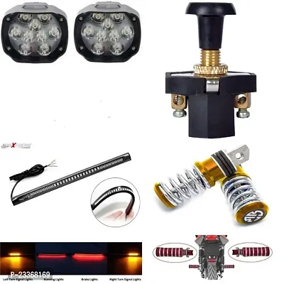 Combo Fog Light 9 led 2pc FootRest 1 Pair Bike Strip Brake Light 1 Pc With Push Pull Switch 1pc-thumb0