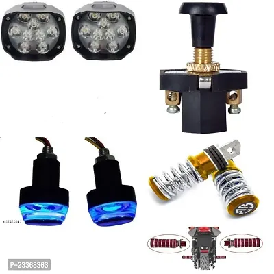 Combo Fog Light 9 led 2pc FootRest 1 Pair Bike Handle Light 1 Pc With Push Pull Switch 1pc
