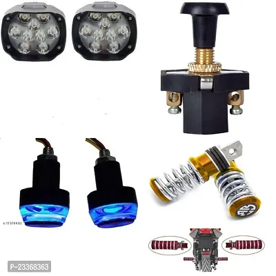 Combo Fog Light 9 led 2pc FootRest 1 Pair Bike Handle Light 1 Pc With Push Pull Switch 1pc-thumb0