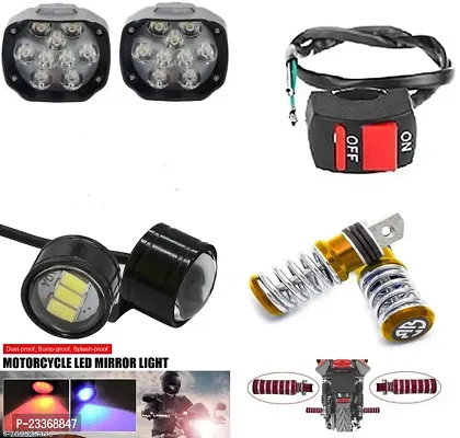 Combo Fog Light 9 led 2pc FootRest 1 Pair Bike Strobe Light 1 Pc With Wire Switch 1pc-thumb0
