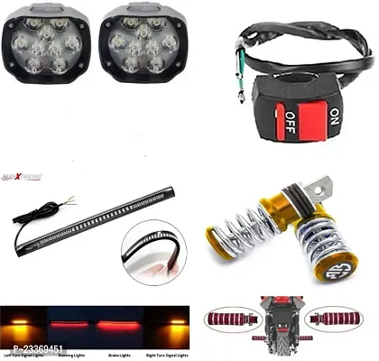 Combo Fog Light 9 led 2pc FootRest 1 Pair Bike Strip Brake Light 1 Pc With Wire Switch 1pc-thumb0