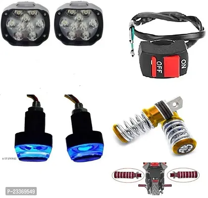 Combo Fog Light 9 led 2pc FootRest 1 Pair Bike Handle Light 1 Pc With Wire Switch 1pc