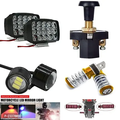 Combo Fog Light 15 led 2pc FootRest 1 Pair Bike Strobe Light 1 Pc With Push Pull Switch 1pc