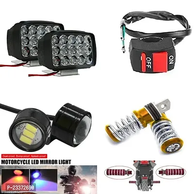 Combo Fog Light 15 led 2pc FootRest 1 Pair Bike Strobe Light 1 Pc With Wire Switch 1pc