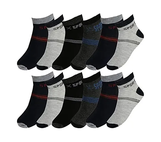 Navkar Crafts Premium Men's and Women's Cotton Ankle Length Socks/Sport Socks (Pack of 12 Pairs, Multicolor)