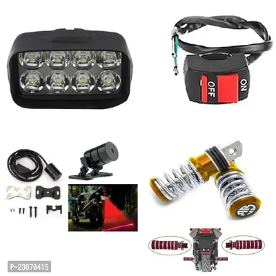 Combo Fog Light 8 led 1pc Bike FootRest 1 Pair Bike Red Lesser Light 1 Pc With Wire Switch 1pc-thumb0