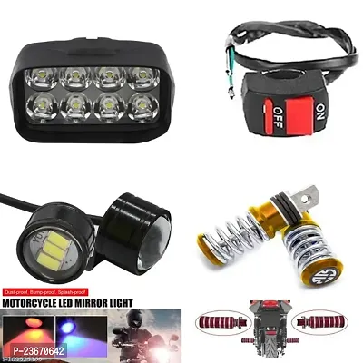Combo Fog Light 8 led 1pc Bike FootRest 1 Pair  Bike Strobe Light 1 Pc With Wire Switch 1pc