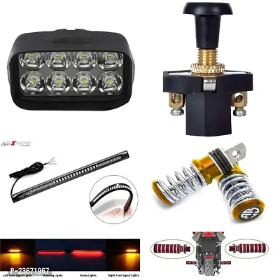 Combo Fog Light 8 led 1pc FootRest 1 Pair Bike Strip Brake Light 1 Pc With Push Pull Switch 1pc-thumb0