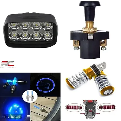 Combo Fog Light 8 led 1pc FootRest 1 Pair Bike Tyre Light 1 Pc With Push Pull Switch 1pc-thumb0