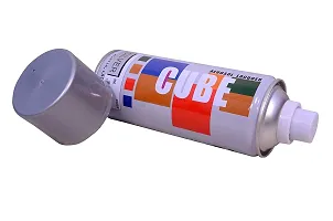Cube Aerosol Spray Paint Can 400ml Multipurpose (SILVER)-thumb2