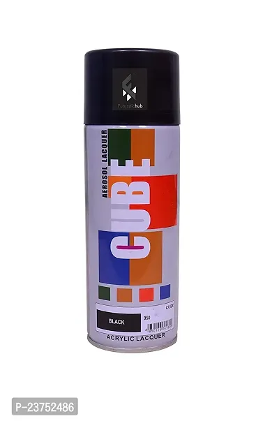 Cube Aerosol Spray Paint Can 400ml Multipurpose (BLACK)