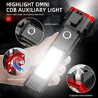 Portable Rechargeable Torch LED Flashlight Long Distance Beam Range with Power Bank, Hammer and Strong Magnets,Window Glass and Seat Belt Cutter 4 Modes for Car Camping Hiking Indoor Outdoor (Silver)-thumb4