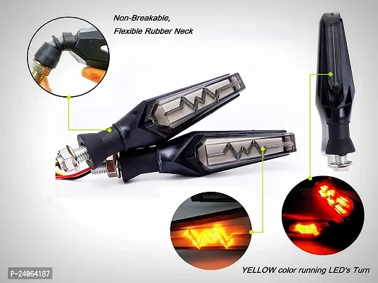 LED Running Light DRL Bike Turn Signal Indicator Lamp Universal for Motorbikes - Pack of 4/Yellow-Red-thumb4