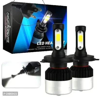 Front Headlight DC Power Bulb Geniune Universal For All Bikes, Motorcycle, Scooty, Cars H4 Fitting Driving LED Headlight Head lamp With High  Low Beam (Pack Of 2, 9-32V DC, White)-thumb0