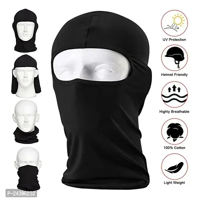 Balaclava Full Face Cover Mask for Ski, Biking, Cycling, Running, Hiking - 4 Way Stretch, Quick Dry, Sweat Absorbing Helmet Liner for Men and Women | Pack of 1 - Black-thumb5