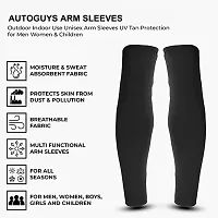 Black Color Arm Sleeves for Men and Women, UV Protection Cooling Arm Sleeves, 2-Pairs Anti-Slip Compression Sun Sleeves-thumb1